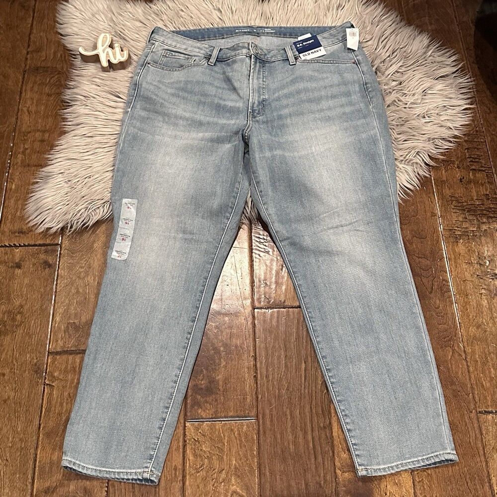 Old Navy High Rise O.G. Straight Secret Ankle Womens Jeans Blue Size 16 New